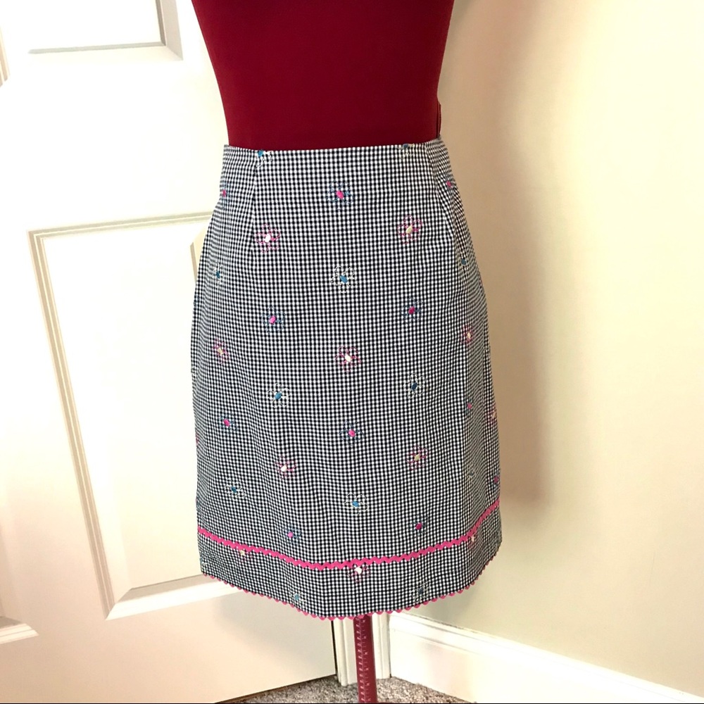 Talbots Gingham Summer Skirt, 6, Black & White